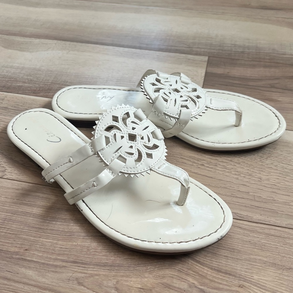 Circus by Sam Edelman. White patent sandals. Size 8